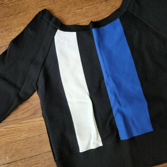 NWT Elegant Black and Blue Long Sleeve Dress 7th Avenue New York and Company - Picture 12 of 12